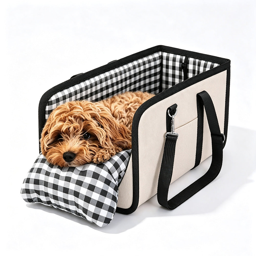 Oxford Fabric Center Console Pet Vehicle Seat Carrier for Small Dogs Cats
