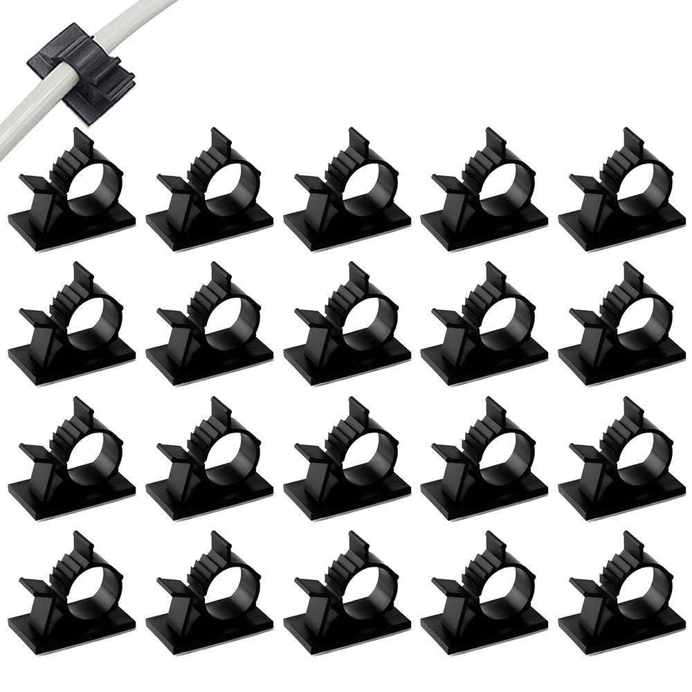 20PCS Adhesive Cord Management Cable Clips Black Wire Holder Organizer Clamp
