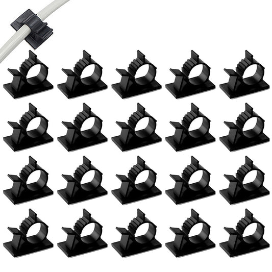 20PCS Adhesive Cord Management Cable Clips Black Wire Holder Organizer Clamp