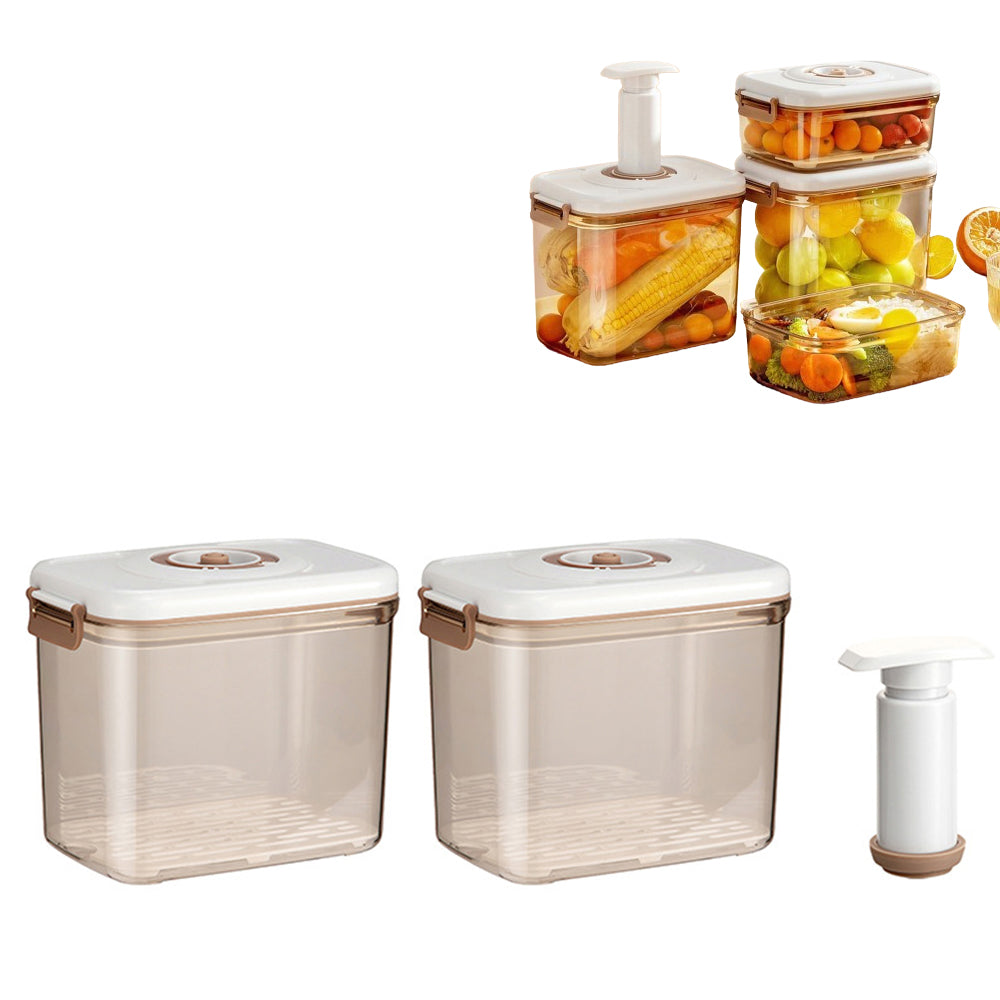 2Pcs Vacuum Seal Food Storage Container with Lid Strainer Vacuum Pump Airtight Food Storage