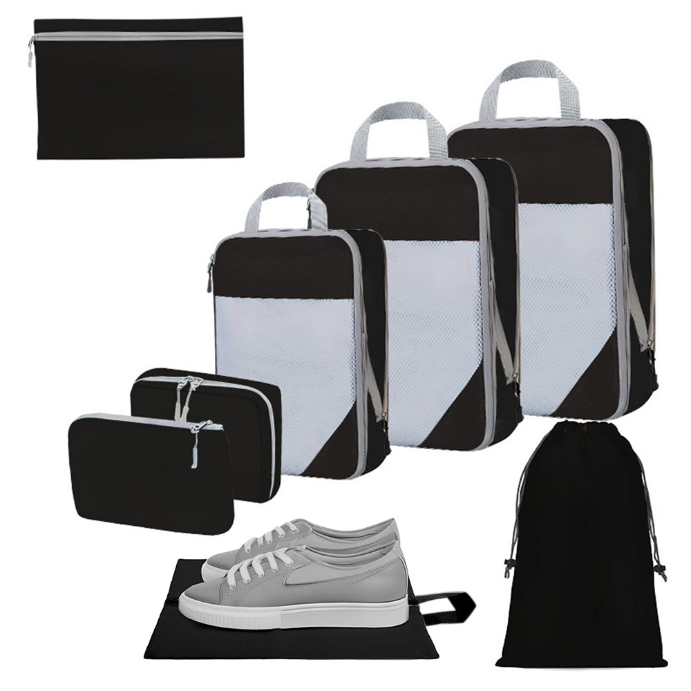 8 Set Compression Packing Cubes For Travel Essentials Expandable Luggage Storage Bags Set