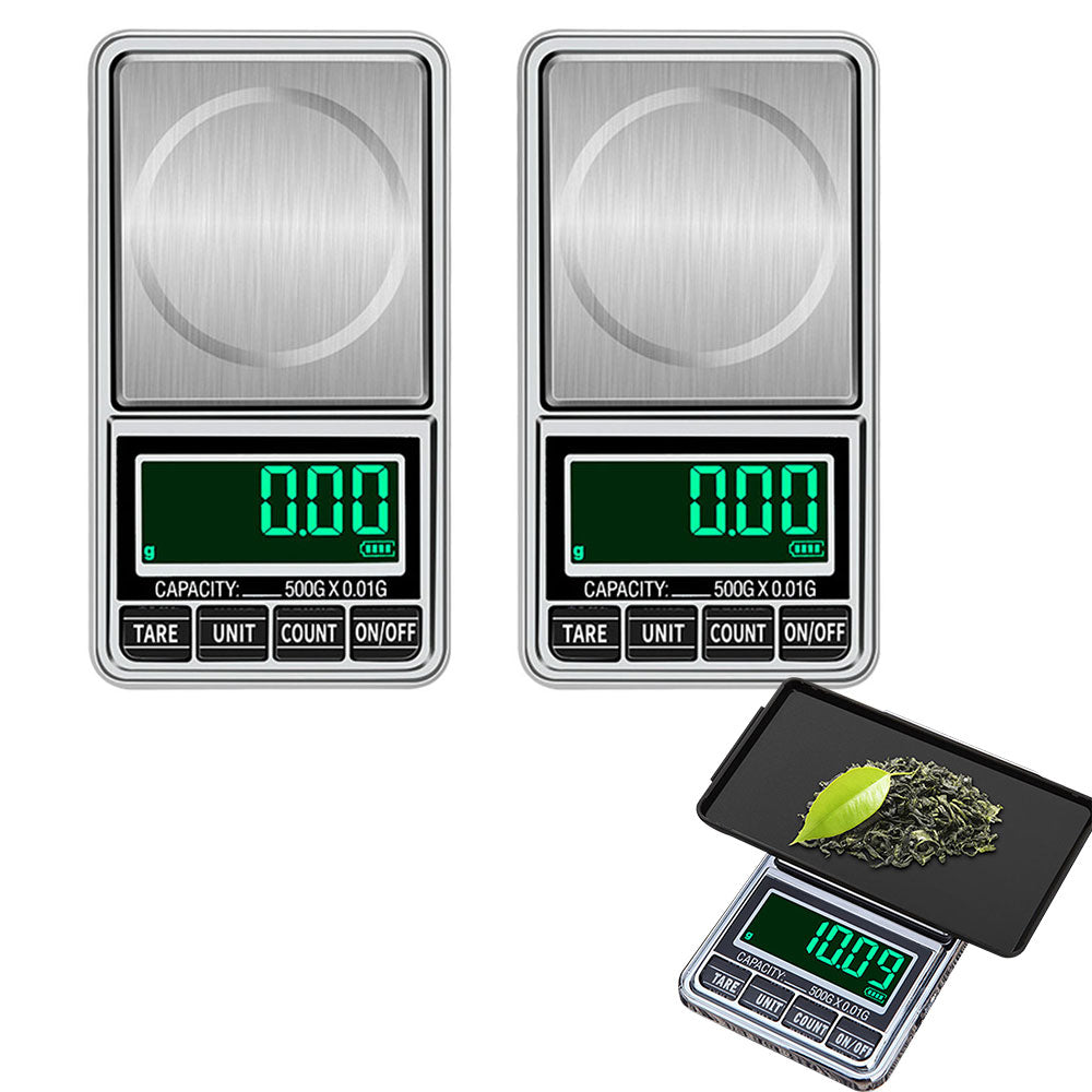 2Pcs Stainless Steel Mini Pocket Digital Scale 500g/0.1g Portable Pocket Electronic Scale