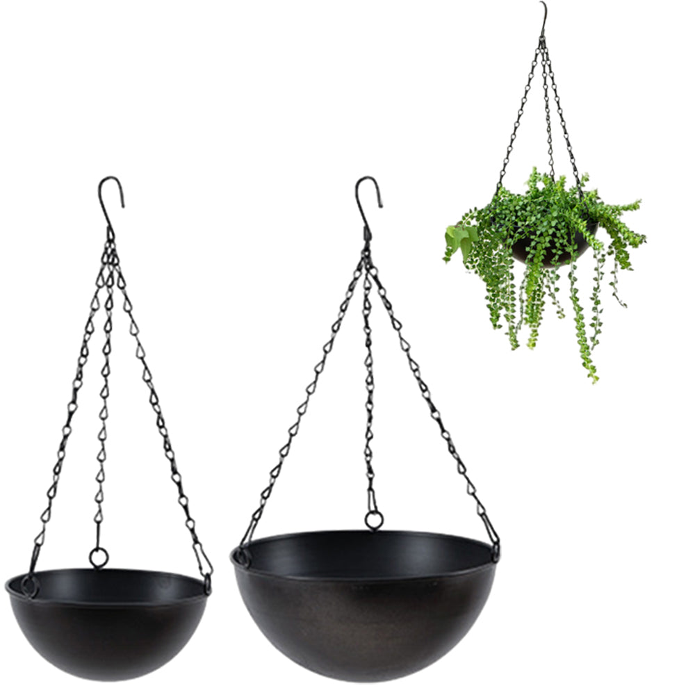 Set of 2 Iron Hanging Planter Pots