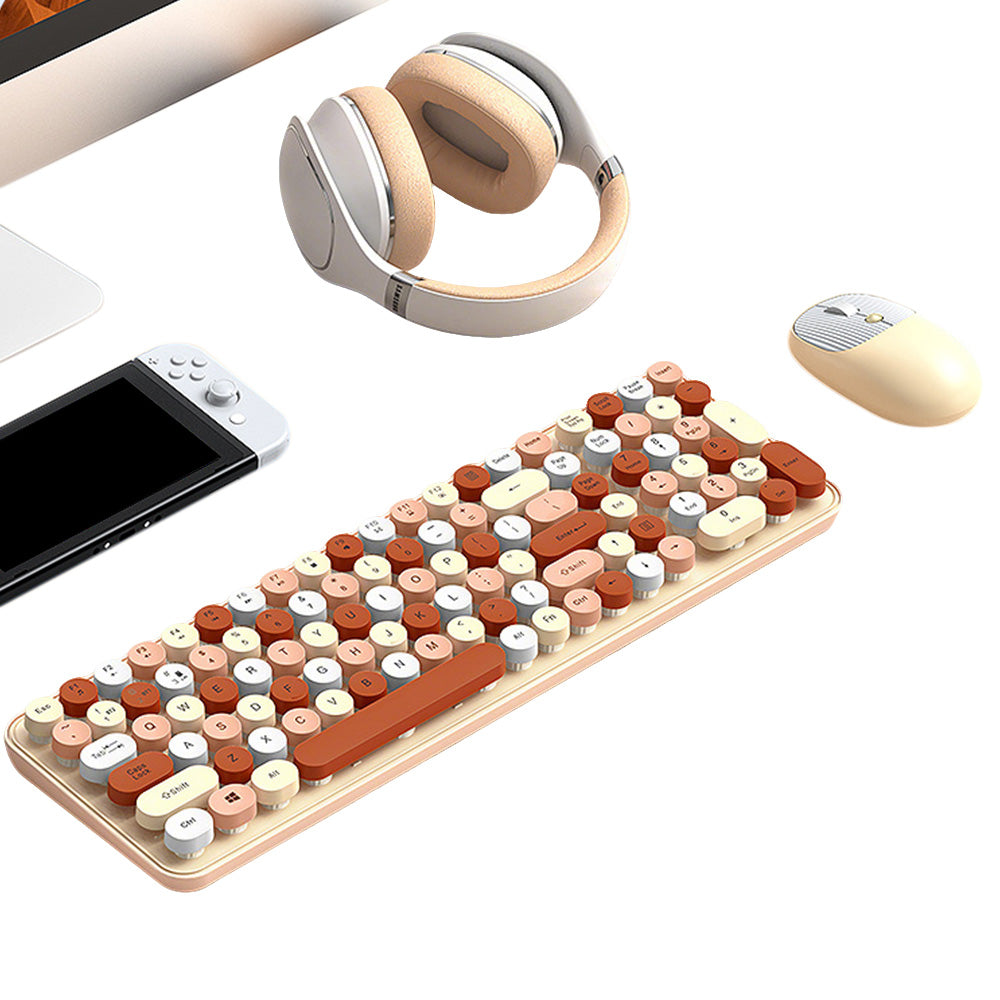 2.4GHz Wireless Keyboard And Mouse Combo With Round Key Caps