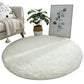 Round Plush Area Rug Soft Fluffy Non Slip Carpet for Living Room Bedroom-White