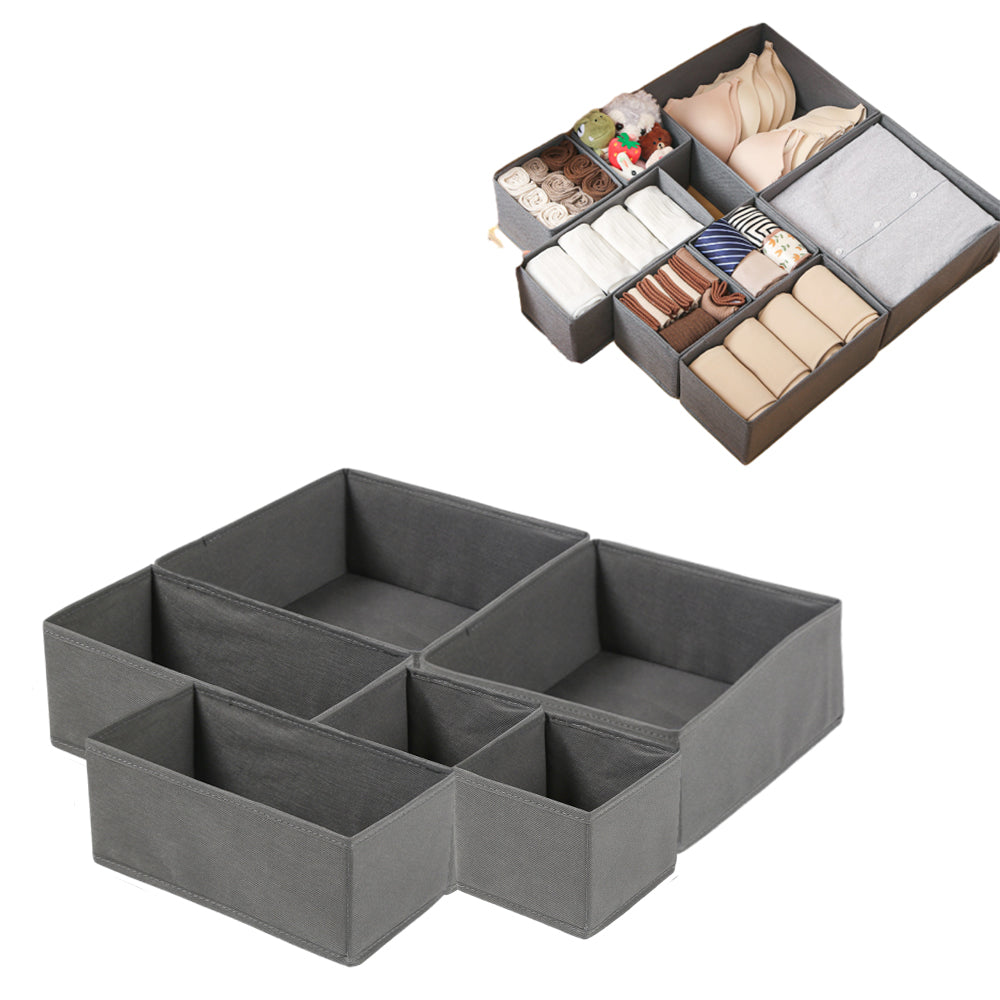 6Pcs Foldable Drawer Organizer Sock Underwear Storage Box with Zipper
