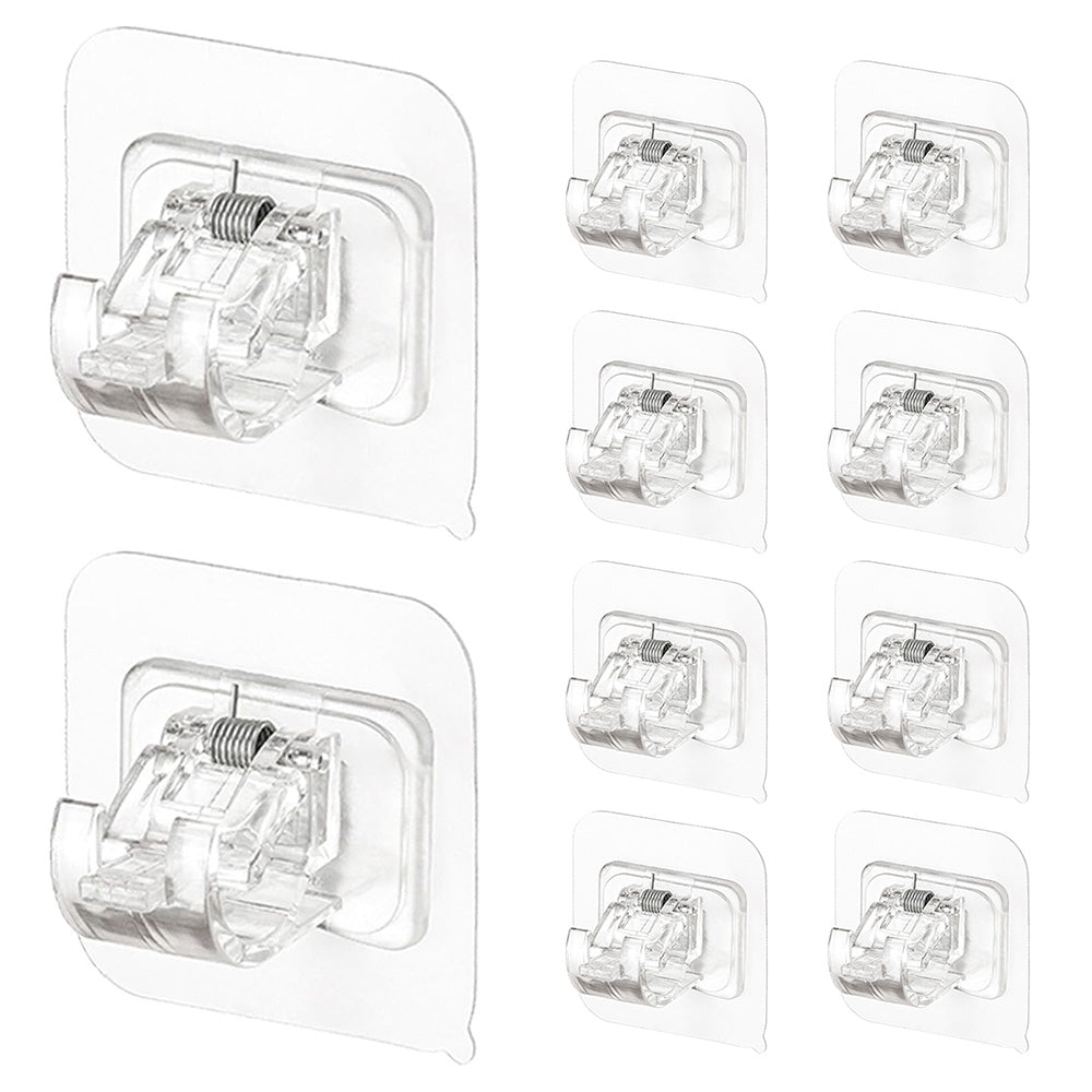 10 Pcs No Drill Curtain Rod Holder Self Adhesive Hook for Smooth Surface