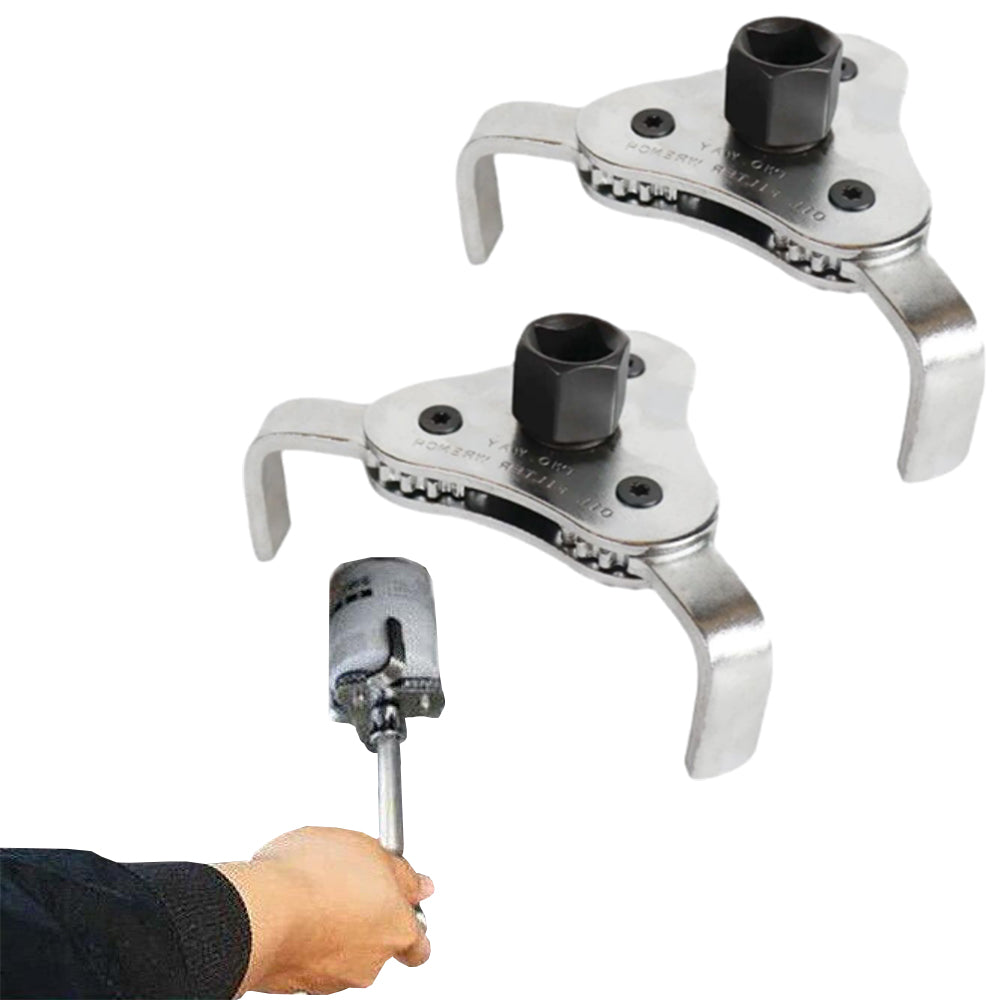 2Pcs Stainless Steel 3 Jaw Oil Filter Adjustable Wrench Remover for Car