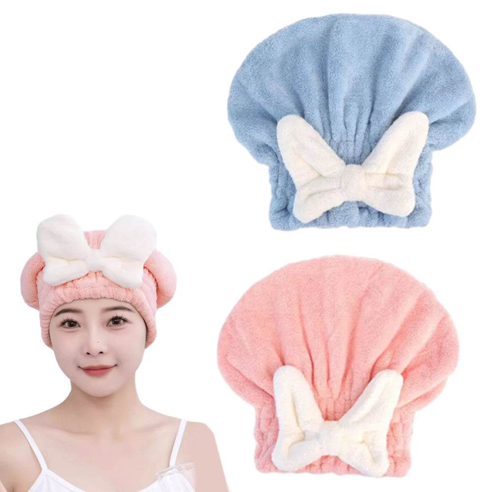 2Pcs Super Absorbent Wet Hair Fast Drying Towel Cap