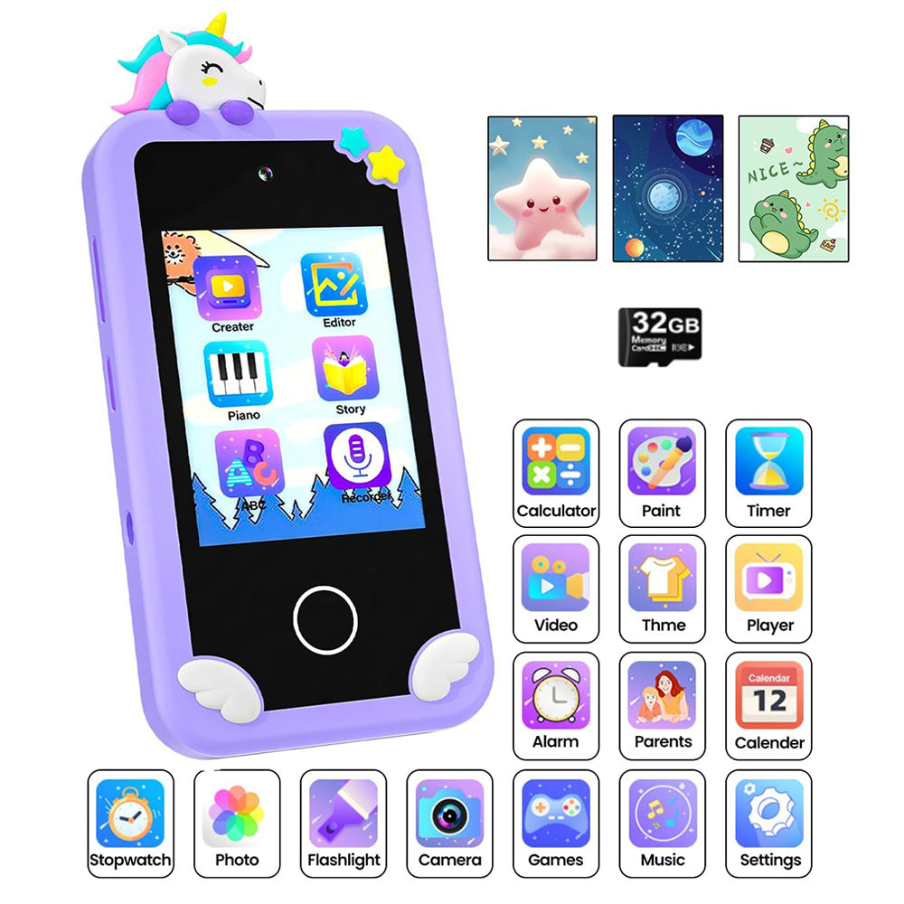 Smart Phone Toy Unicorn Dual Camera Touchscreen Phone with 32G TF Card