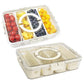 2Pcs Divided Serving Tray with Lid and Handle 4 Compartments Snack Container