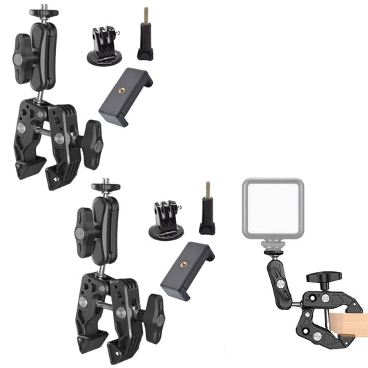 2Pcs Super Clamp Camera Clamp Mount Monitor With Action Camera Adapter Phone Clamp Mount