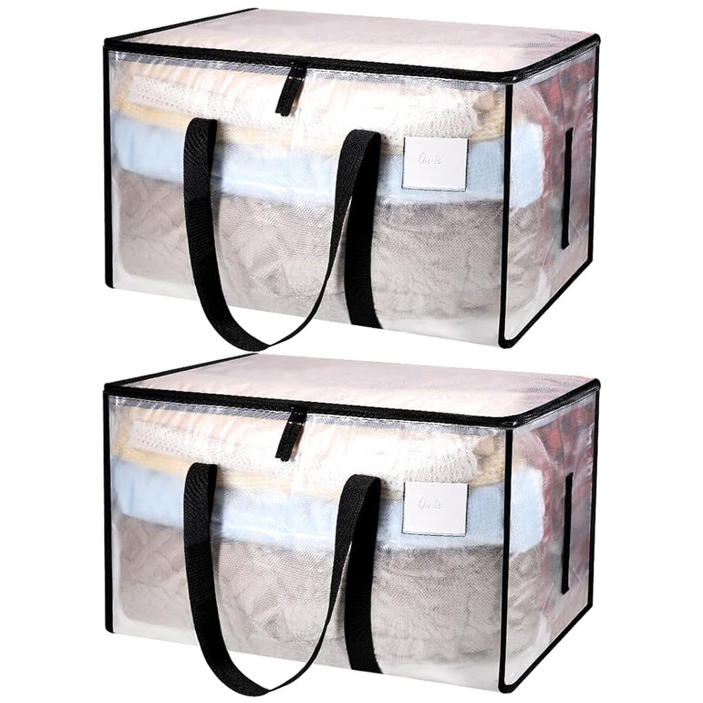2Pcs 69x35x38CM Oversized Moving Bag with Reinforced Handles Transparent Heavy-Duty Storage Tote