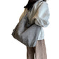 Large Capacity Corduroy Tote Bag with Adjustable Strap for Women