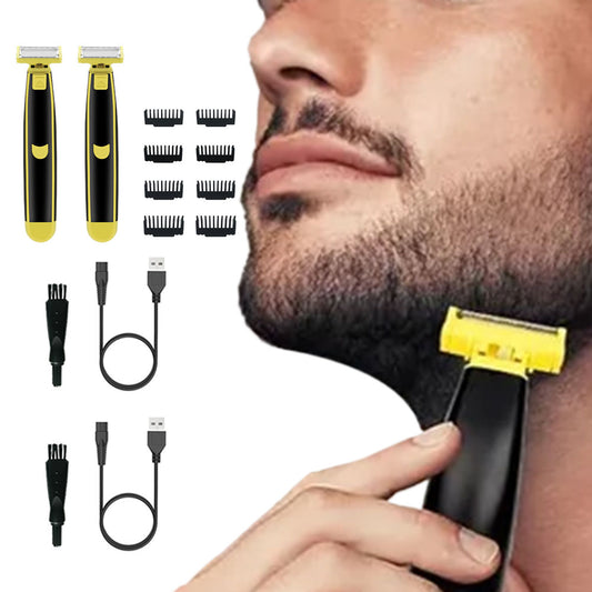 2Pcs Men Electric Full Body Washed Wet and Dry Shaver Rotary Facial Shaver