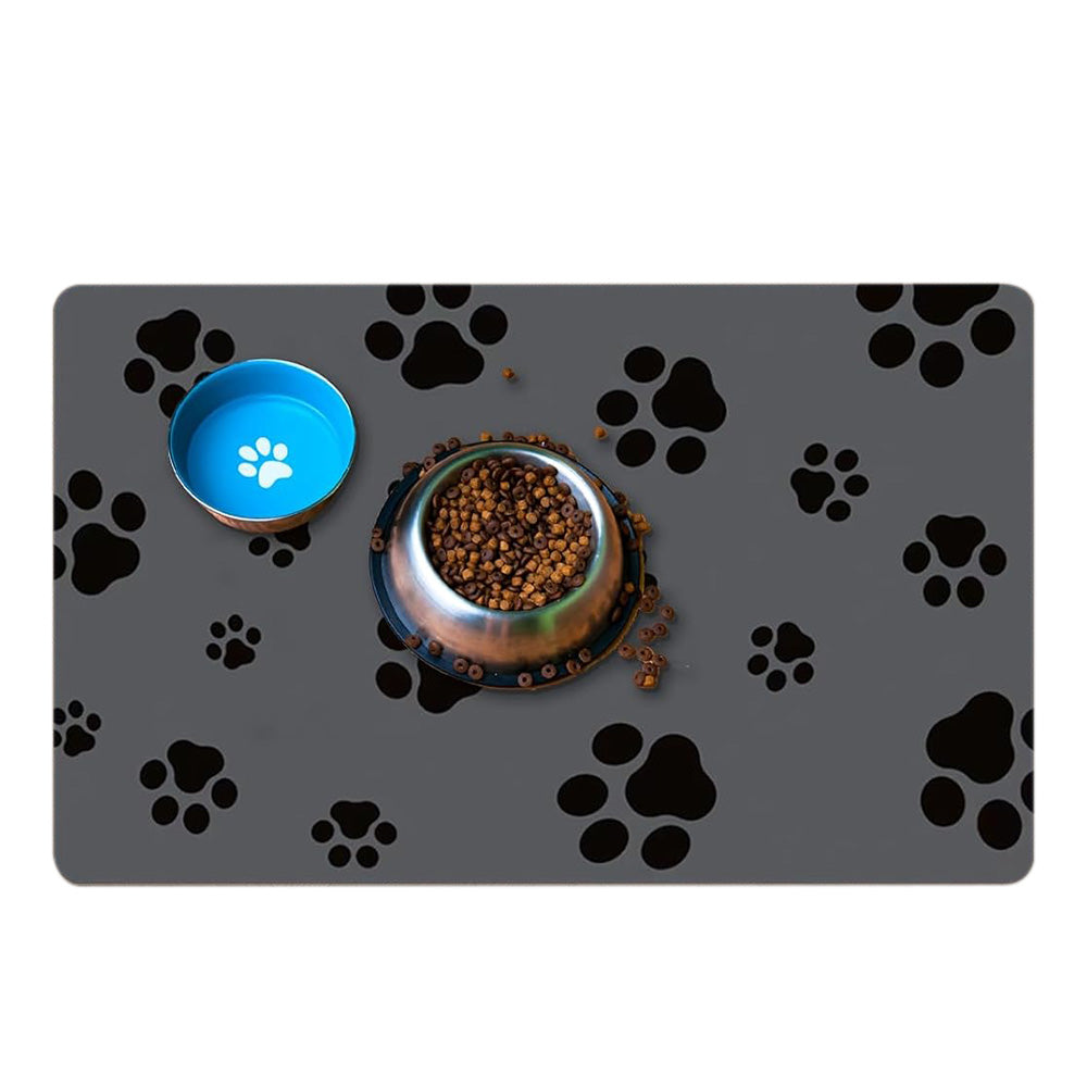 Pet Feeding Mat Absorbent Pet Placemat for Food and Water Bowl with Rubber Backing-Style 1