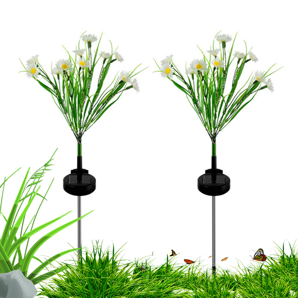 2Pcs Solar Garden Flowers Stake Light