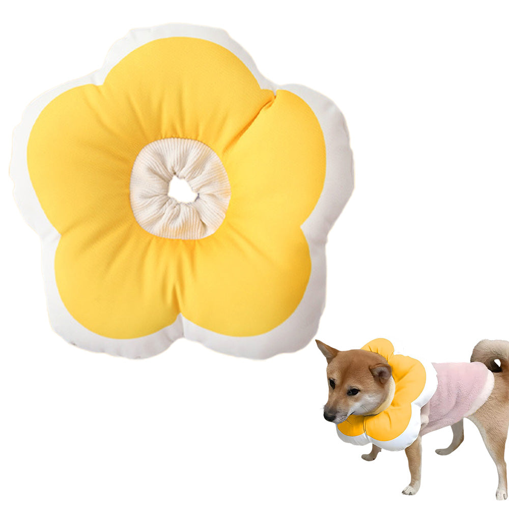 Cute Flower Cat Cone Collar Anti-Bite Lick Wound Healing Protective Neck Collar-Yellow