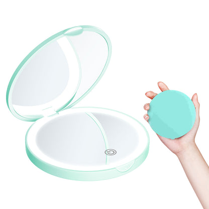 Mini Mirror With Lights Magnification LED Compact Mirror Travel Mirror For Pocket