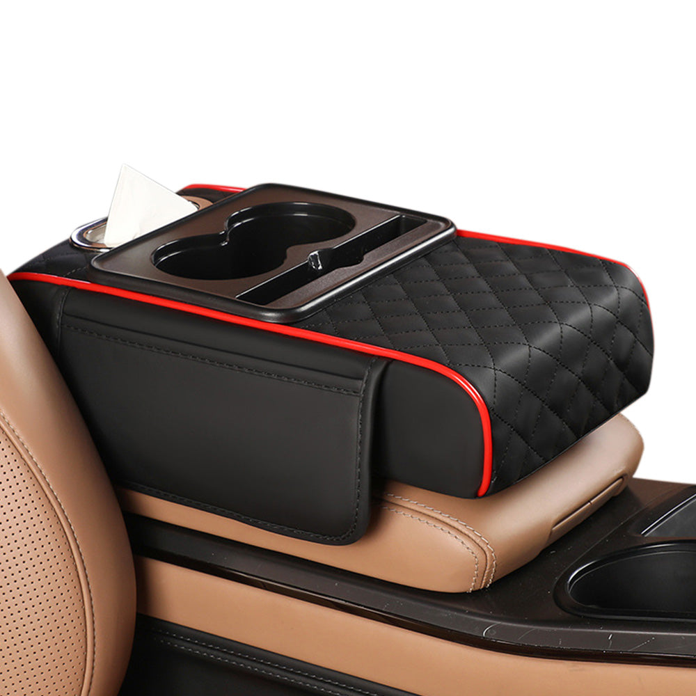 Car Armrest Cushion Organizer with Cup Holder Multi Functional Center Console Booster Pad