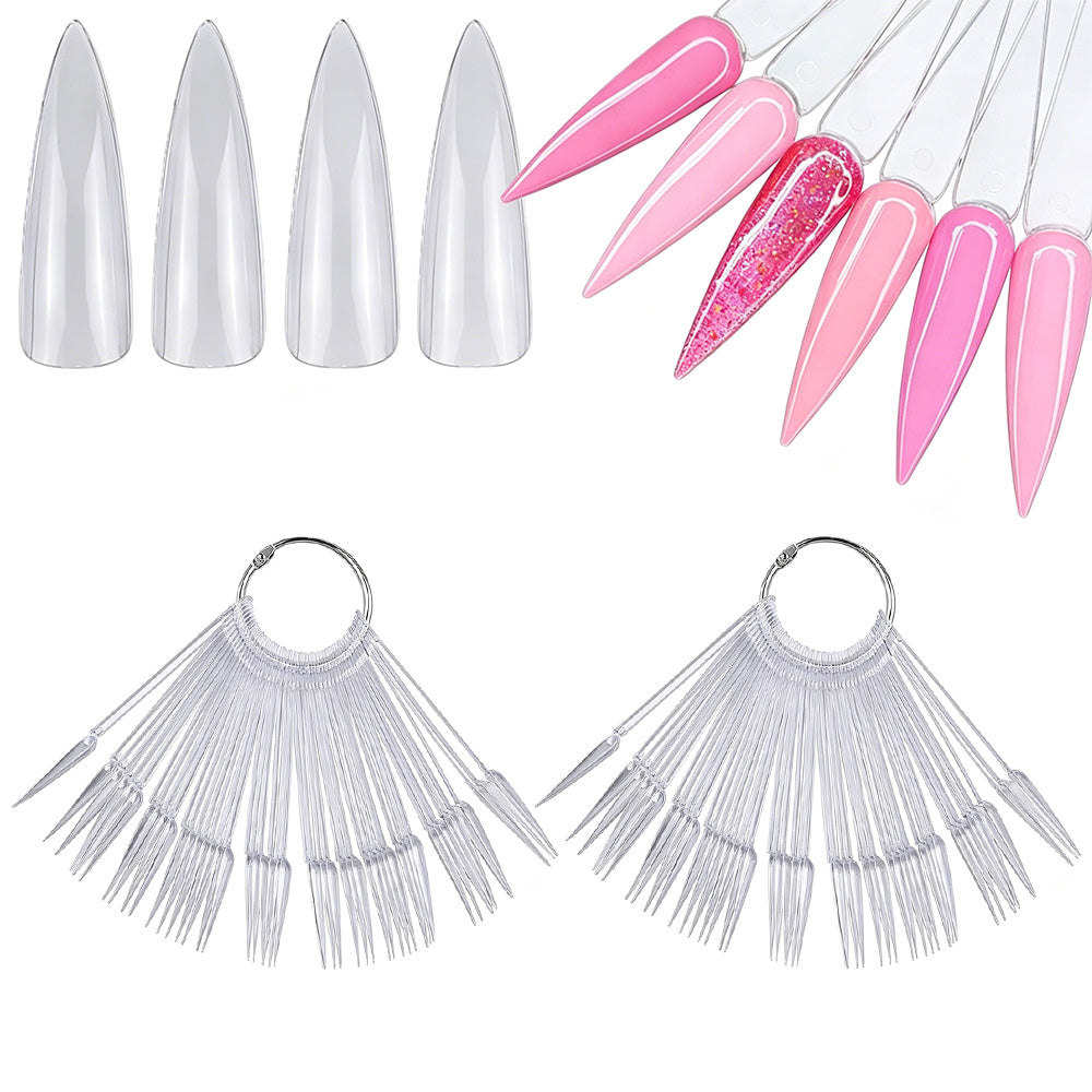 100 PCS Clear Nail Swatch Sticks with Ring Nail Art Swatch Set for Polish Display