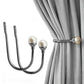 2Pcs U Shape Pearl Curtain Holdback Hooks with Screws