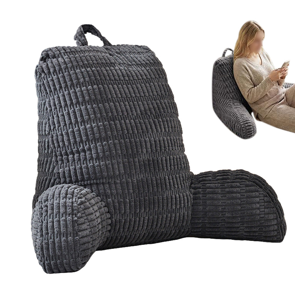 Bedside Backrest Cushion with Armrests Pocket and Washable Cover