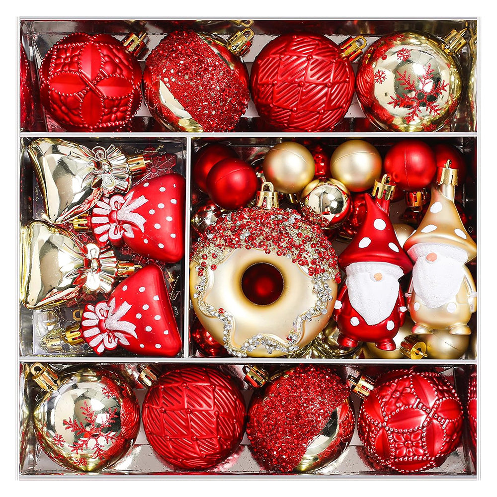 60 Piece Christmas Donut Santa Gnome Ball Hanging Ornament Set