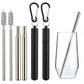 2 Pack Collapsible Stainless Steel Travel Straws with Keychain Cases
