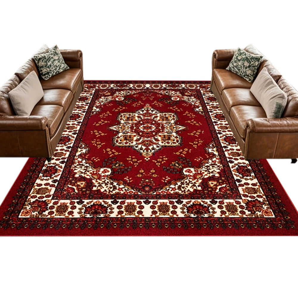 Large Floor Rug Crystal Velvet Vintage Boho Non-Slip Carpet for Bedroom Dining Room