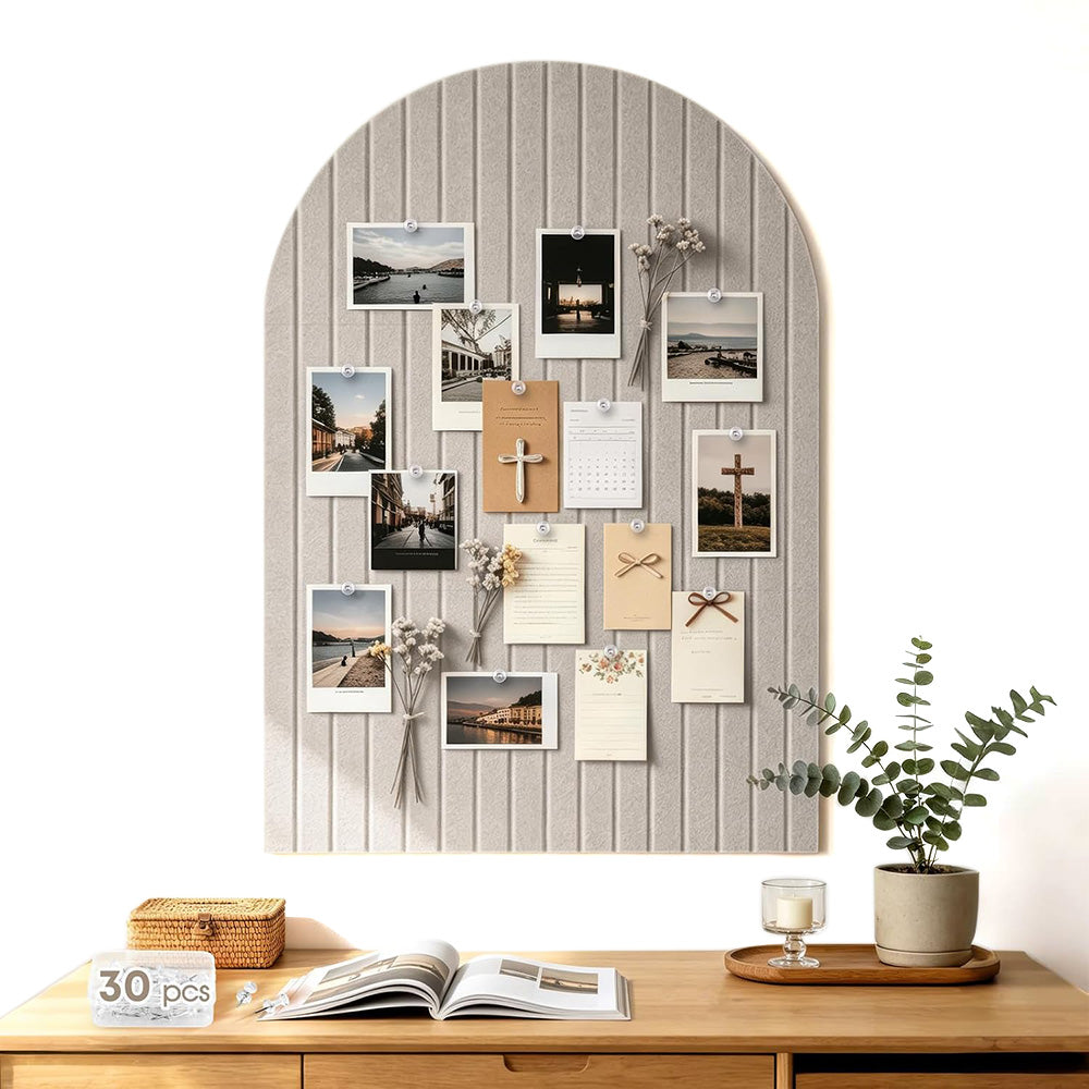 Large Arched Felt Bulletin Board with 30 Push Pins for Home Office School