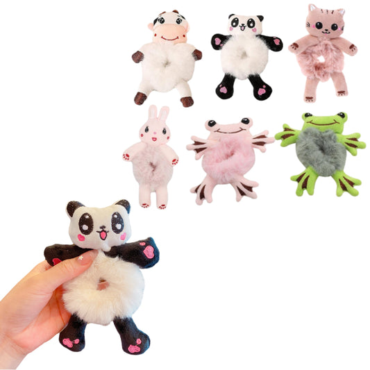 6Pcs Cute Animal Scrunchies Plush Hair Bands