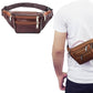 Unisex Genuine Leather Zip Waist Bag
