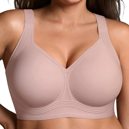 Seamless Wireless Plus Size Bra Full Coverage Comfortable Everyday Support for Women-Red