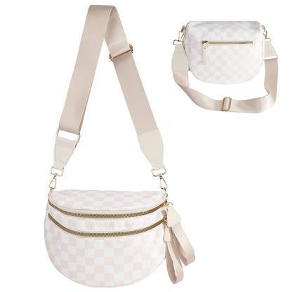 Checkered Crossbody Bag Bum Bag Women Sling Bag