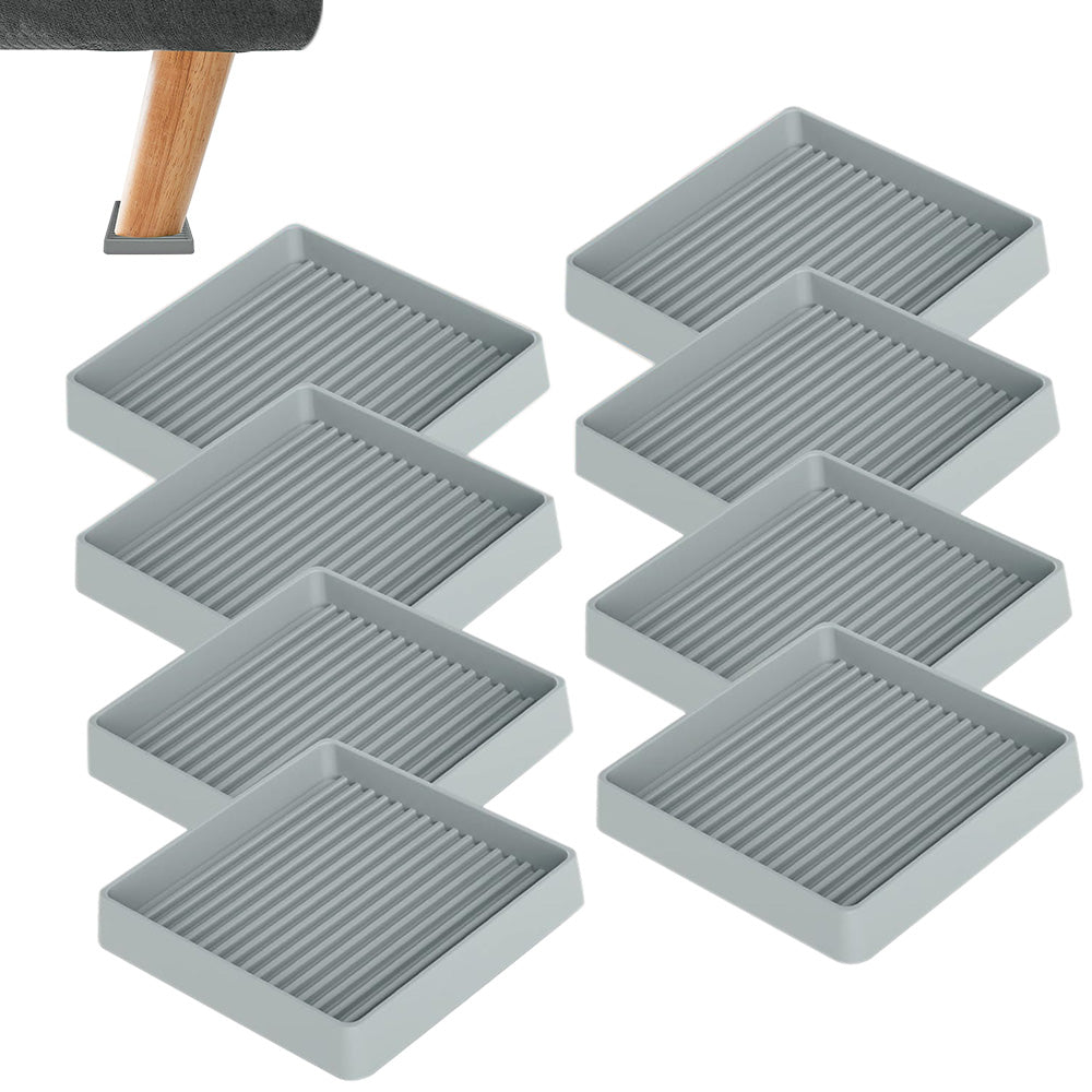 8 Pack Rubber Furniture Leg Floor Protectors with Anti Slip Textured Base