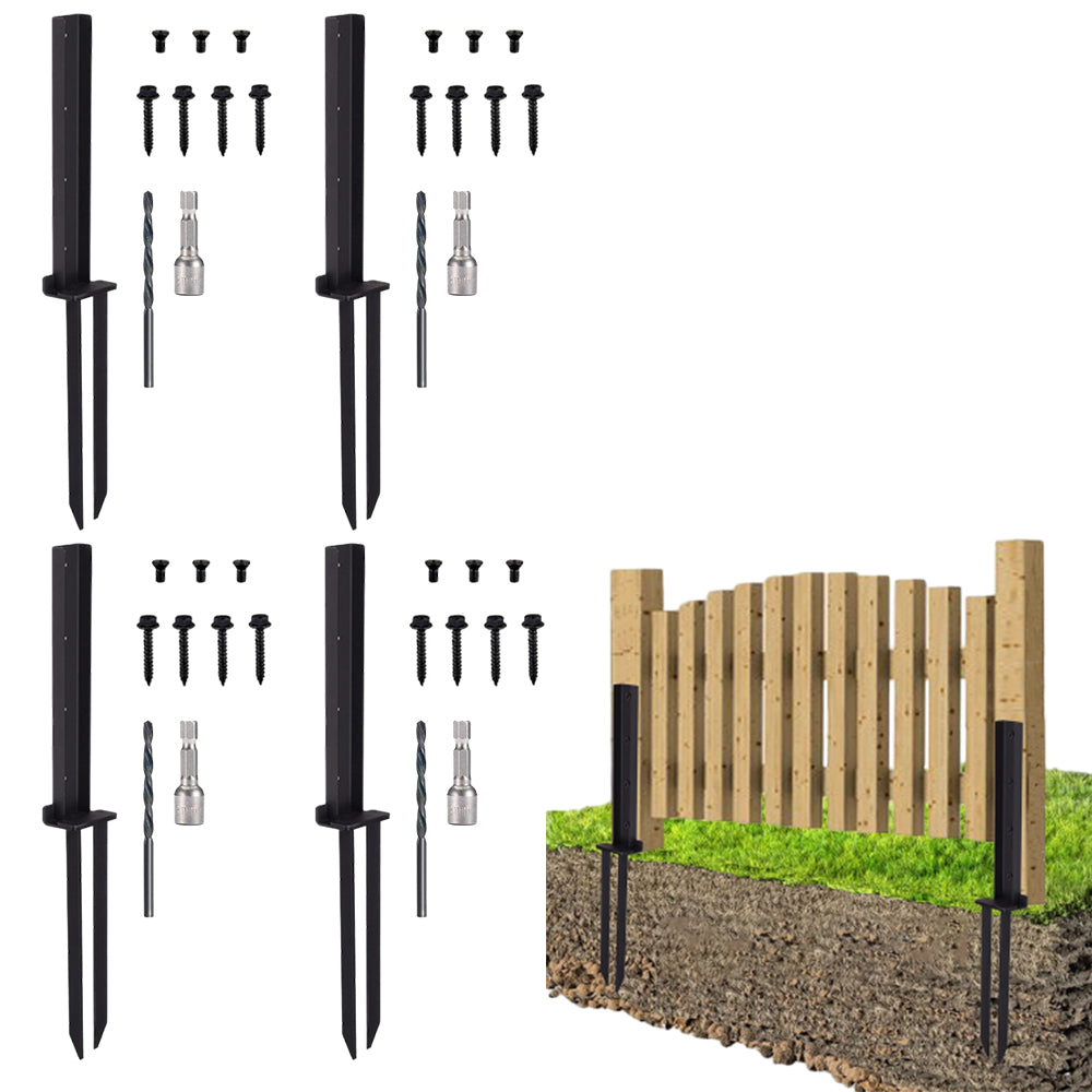 4Pcs Fence Post Repair Kit Heavy Duty H Design Fence Post Anchor Ground Stakes