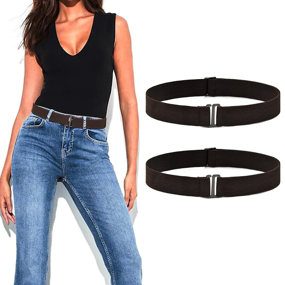 2Pcs Women Adjustable Stretch Belt Invisible Elastic Waistband for Pants Jeans Dresses