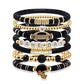 7 Piece Elastic Clay Bead Football Bracelet Stack Set