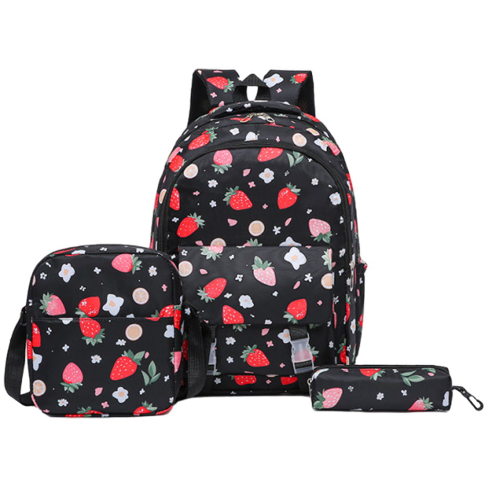 3Pcs Set Kids Backpack With Lunch Bag Pencil Bag Nylon Lightweight School Backpack