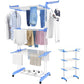 4 Tier Foldable Clothes Drying Rack with Wheels and Storage Hooks