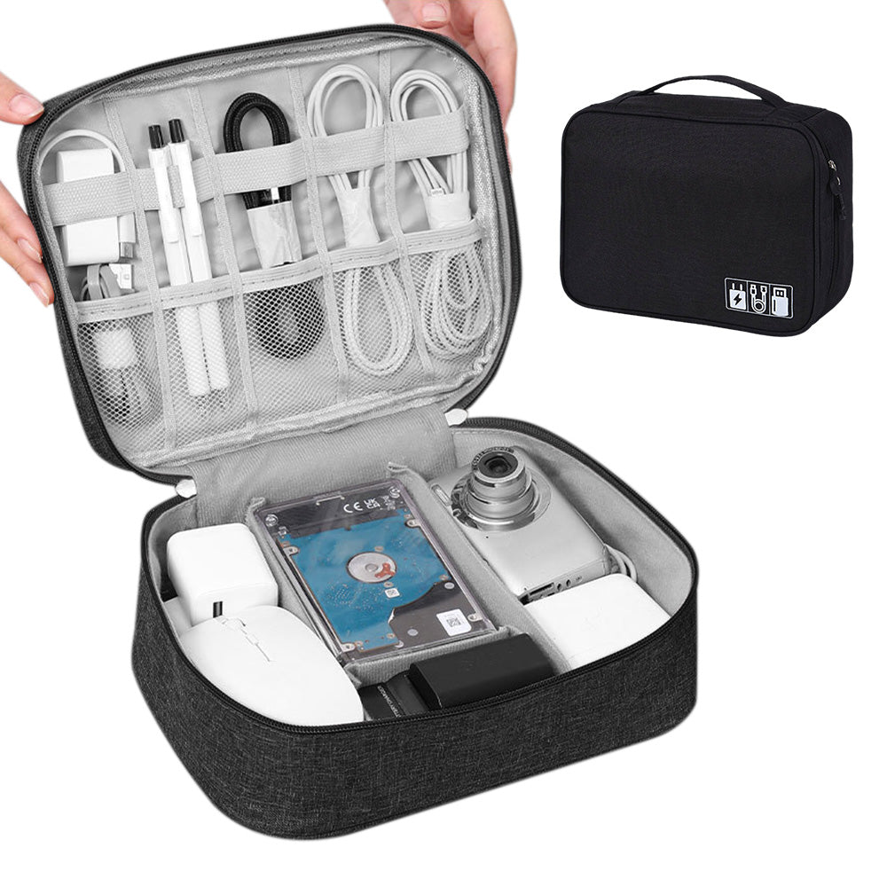 Large Digital Electronics Travel Organizer Bag with Adjustable Dividers