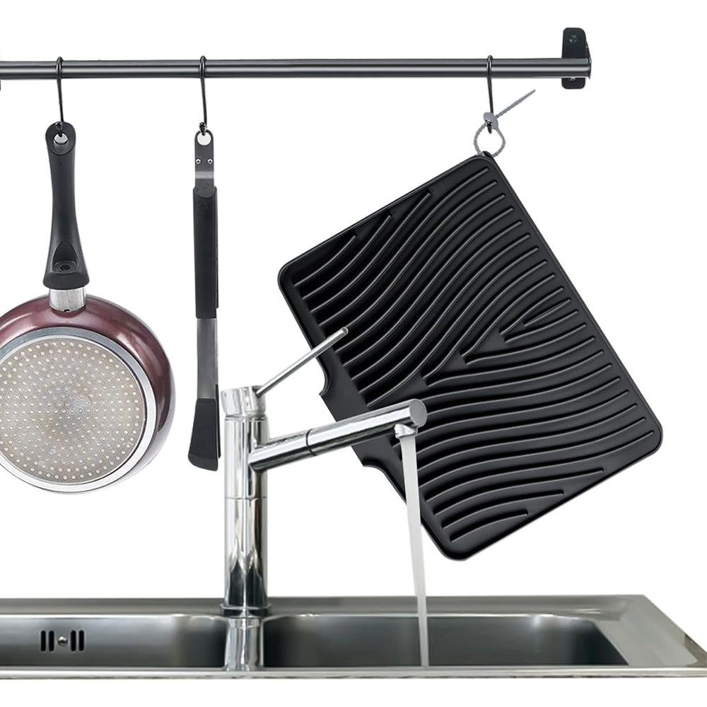 Silicone Dish Drying Mat with Foldable Drain Design