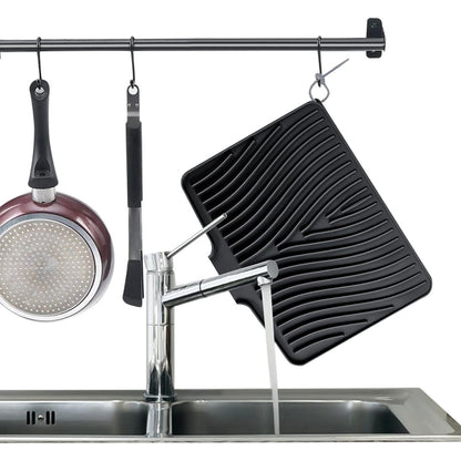 Silicone Dish Drying Mat with Foldable Drain Design