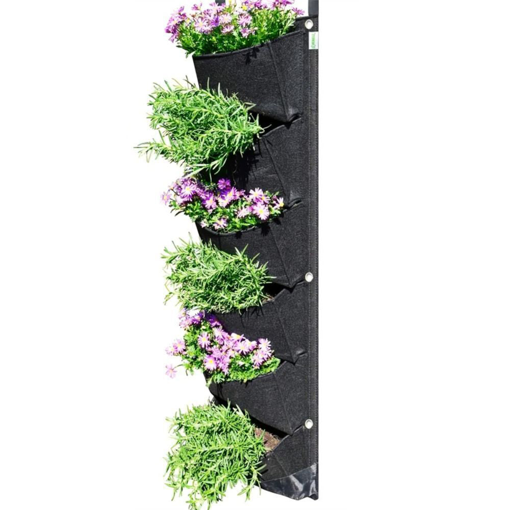 6-Pocket Vertical Wall Hanging Planting Bag for Home Garden