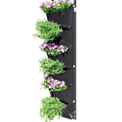 6-Pocket Vertical Wall Hanging Planting Bag for Home Garden