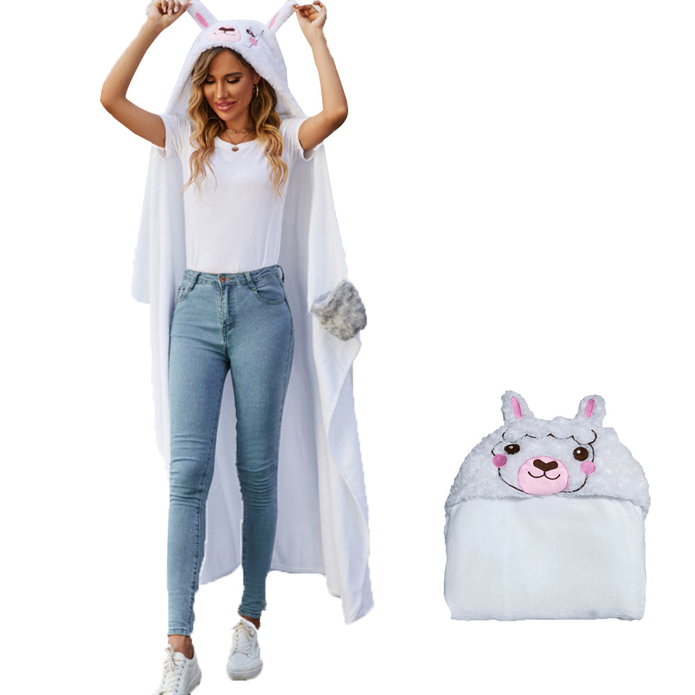 Warm Cozy Flannel Wearable Hooded Blanket for Adults