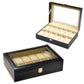 6/10/12 Grids PU Leather Watch Box Organizer Display Case with Lock