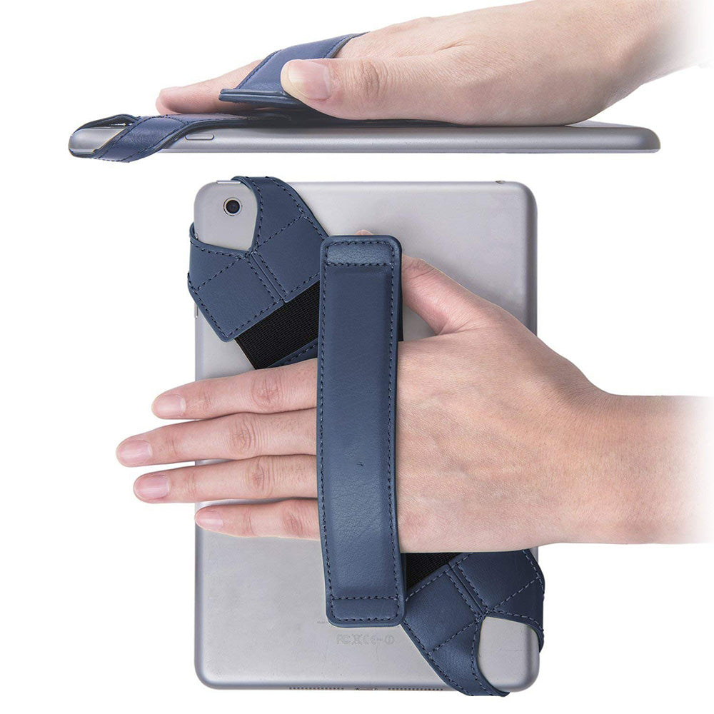 360 Degree Rotating PU Leather Hand Strap Holder Stand for Tablets