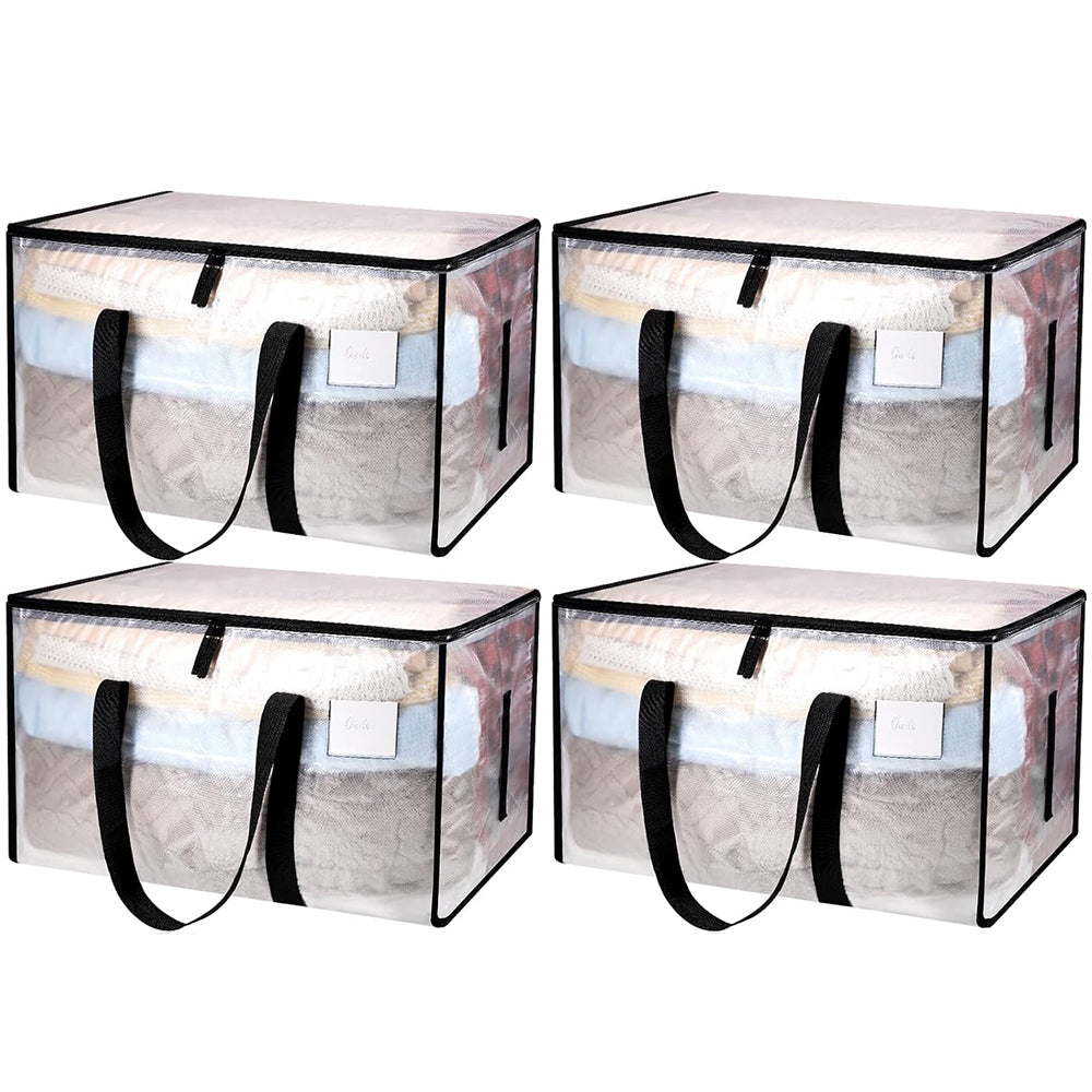 4Pcs 69x35x38CM Oversized Moving Bag with Reinforced Handles Transparent Heavy-Duty Storage Tote